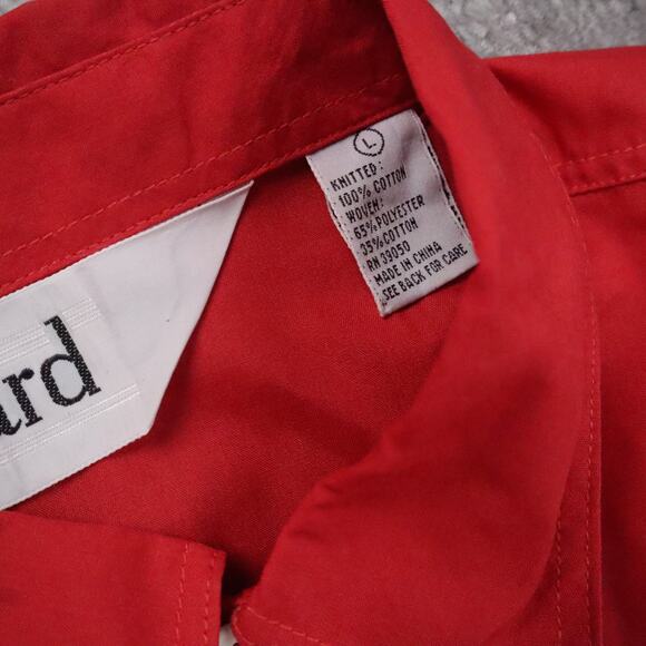 VTG 80s 90s Award Deadstock Large Red White Striped Short Sleeve Collared Shirt - Picture 5 of 9